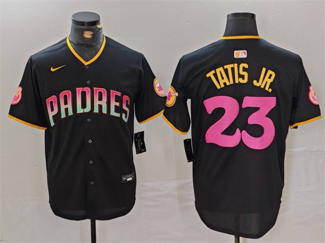 Men's San Diego Padres #23 Fernando Tatis Jr. Black Cool Base Stitched Baseball Jersey